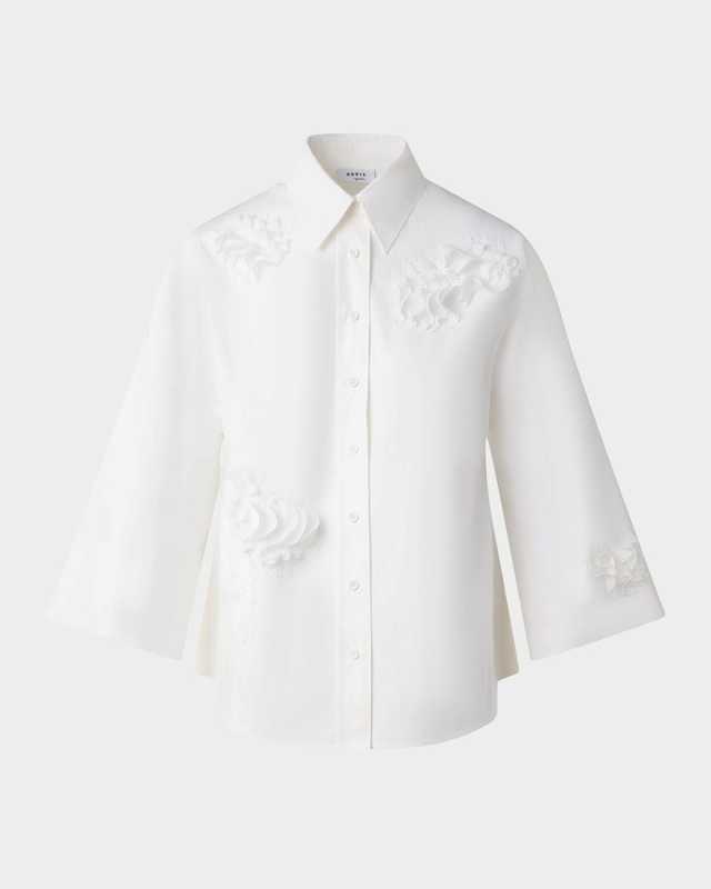 Carnation Applique Button-Down Cotton Shirt